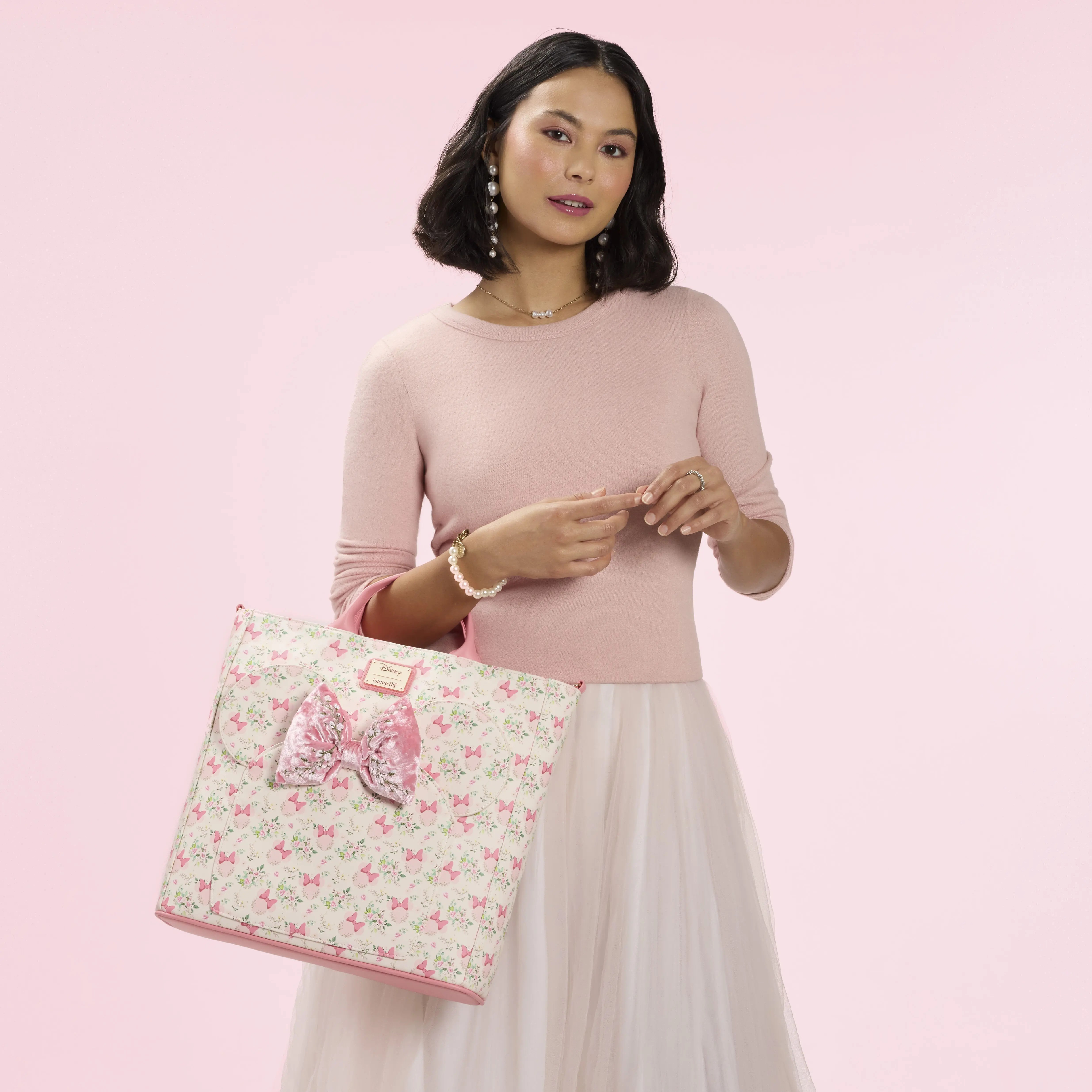 Minnie Mouse Floral All-Over Print Convertible Backpack & Tote Crossbody Bag - Image 2